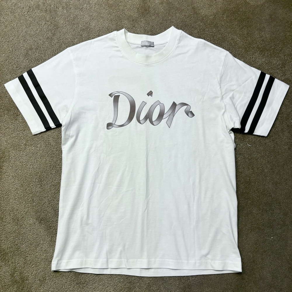 Dior White and Black Short Sleeve Tee